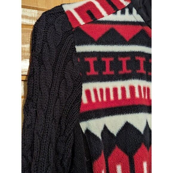 RL Ralph Lauren Active Fleece Full Zip Aztec Red Jacket Women's Cable Knit - Picture 4 of 9